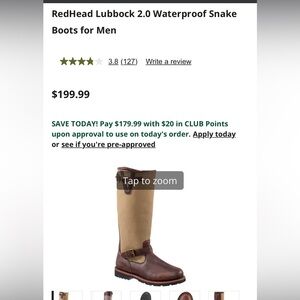 Mens 11W Waterproof Snake Boots RedHead
